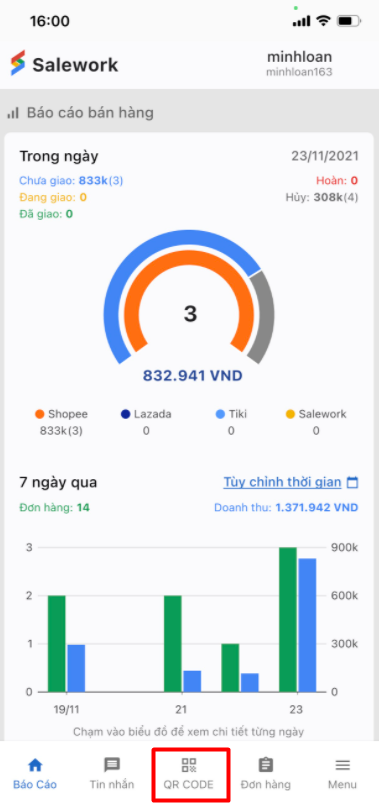 Screenshot 2 - Hướng dẫn xử lý đơn hàng trên Salework Mobile
