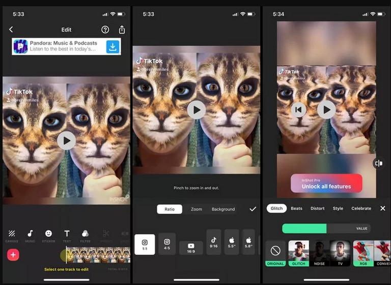 Ứng dụng edit video TikTok InShot cho phép thêm text tùy chỉnh