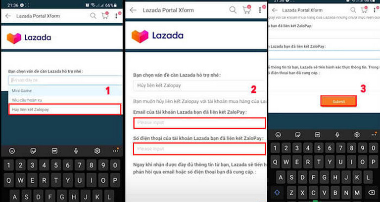 Cách hủy liên kết ZaloPay với Lazada trên app Lazada