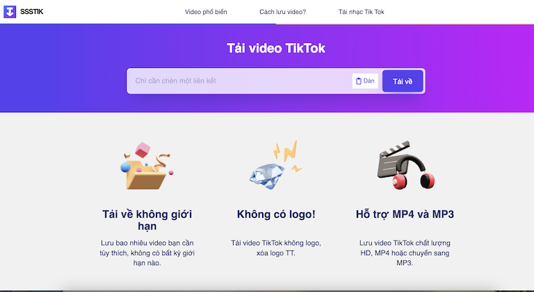 Cách gỡ logo Tiktok bằng ứng dụng SSSTik.