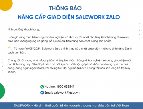 Thông báo cập nhật giao diện tính năng Danh sách tin nhắn trong Salework Zalo