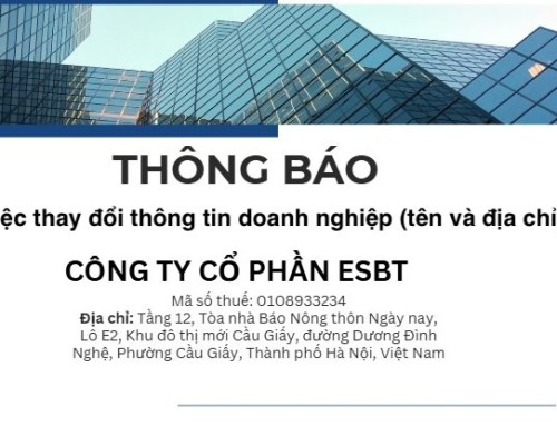 [THÔNG BÁO] Thay đổi thông tin doanh nghiệp (tên và địa chỉ)